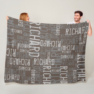 Richard anpassat namn modern typography brownish fleecefilt