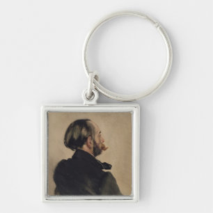 Richard brodern av konstnären, 1860 fyrkantig silverfärgad nyckelring
