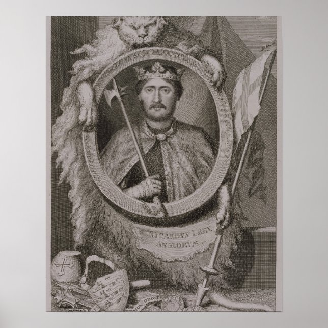 Richard I "Coeur de Lejonare" (1157-99) Kung i Eng Poster (Framsidan)
