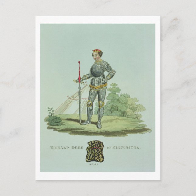 Richard III (1452-85) 1470, graverad av W. Maddock Vykort (Framsida)