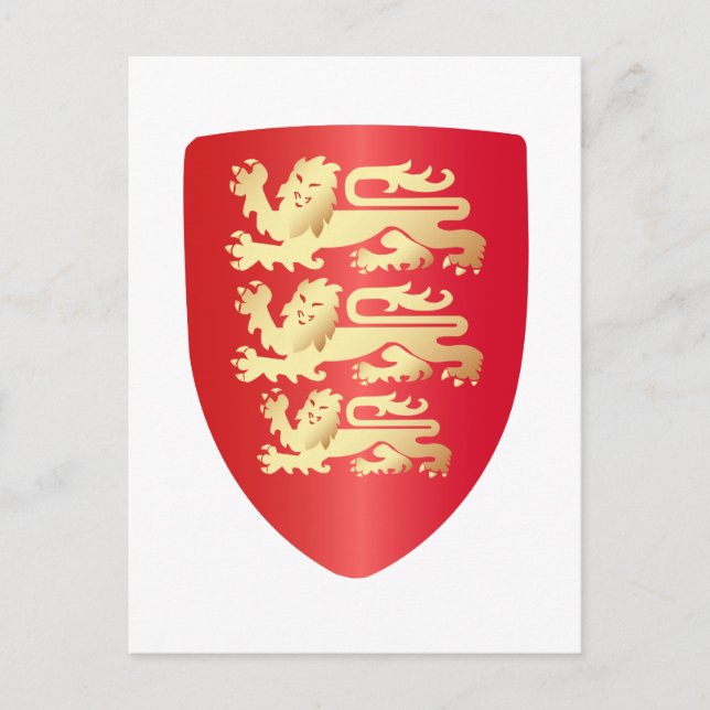 Richard Lejon Heart Shield in red+faux guld Vykort (Framsida)