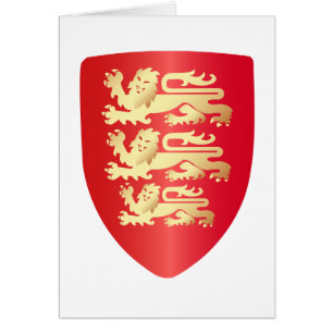 Richard Lejonare Heart Shield i rött+faux guld Hälsningskort