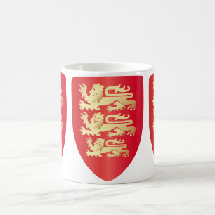 Richard Lejonare Heart Shield i rött+faux guld Kaffemugg