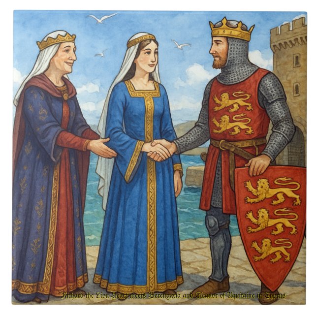 Richard Lioneart och Berengaria of Navarre Kakelplatta (Framsidan)
