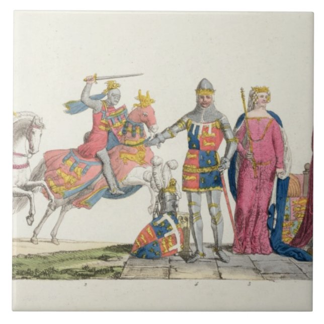 Richard Lionhearten, John av magert, Edward III, Kakelplatta (Framsidan)