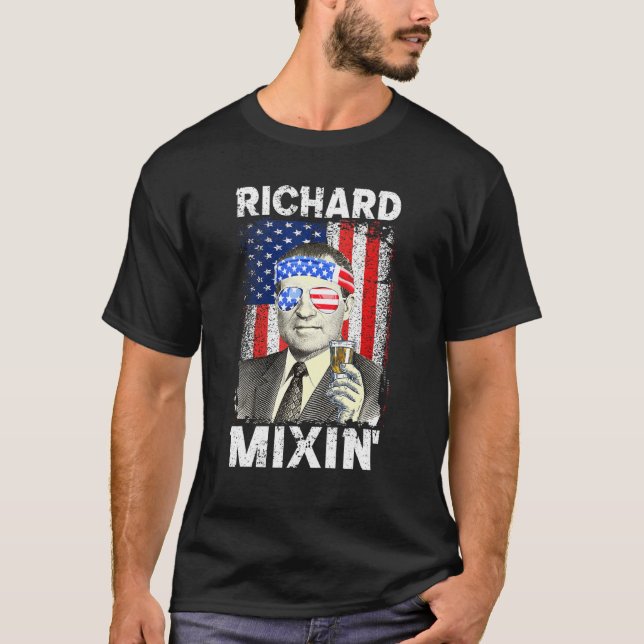 Richard Mixin 4 juli Richard Nixon Drinking P T Shirt (Framsida)