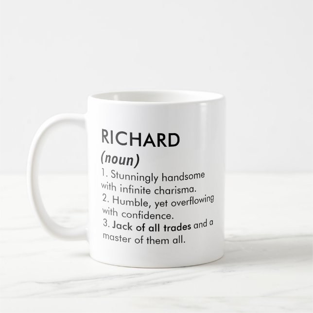 Richard namn, Redigerbart namn, Anpassat namn Kaffemugg (Vänster)