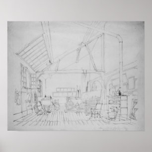 Richard Parkes Boningtons studio i Paris Poster