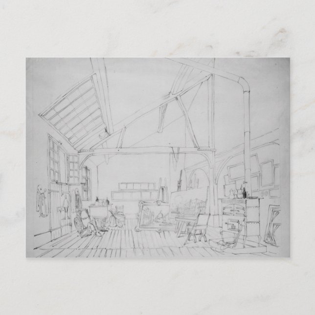 Richard Parkes Boningtons studio i Paris Vykort (Framsida)