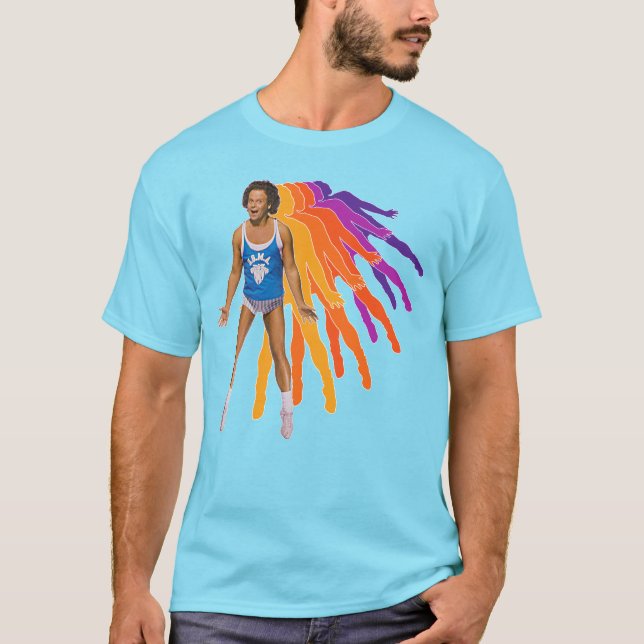 Richard Simmons Retro Sweatin' Rainbow T Shirt (Framsida)