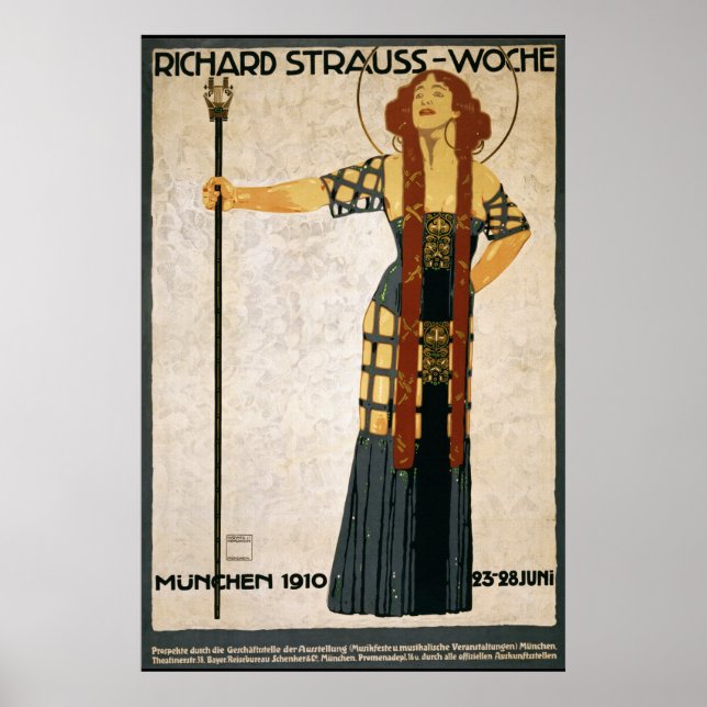 Richard Strauss Woche 1910 Reprint 36 x 24 Poster (Framsidan)