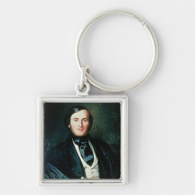 Richard Wagner Fyrkantig Silverfärgad Nyckelring (Framsidan)