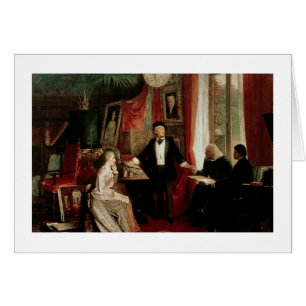 Richard Wagner med Franz Liszt och Liszts daught Hälsningskort