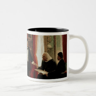 Richard Wagner med Franz Liszt och Liszts daught Två-Tonad Mugg