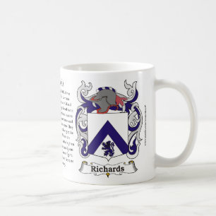 Richards familjvapensköld däribland historien oc kaffemugg