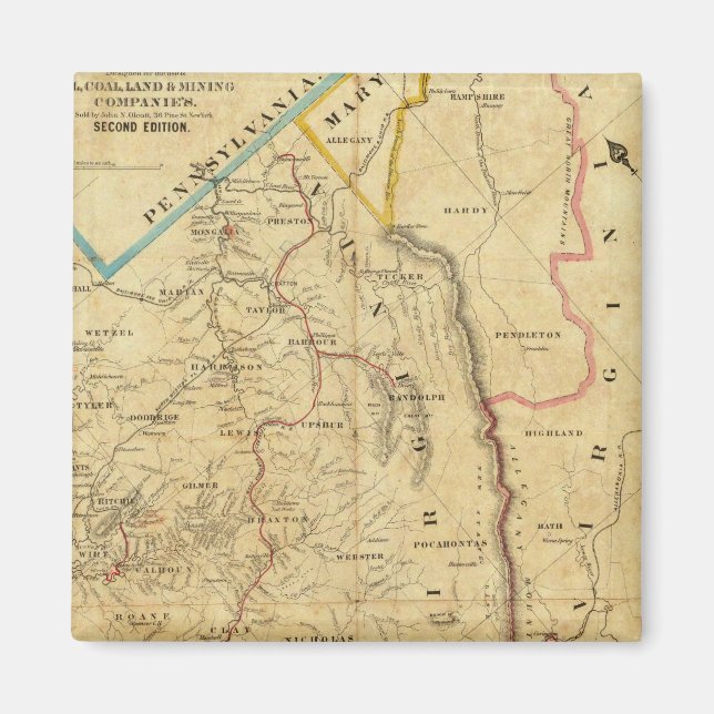 Richardsons Karta i Väster Virginia Magnet (Framsidan)