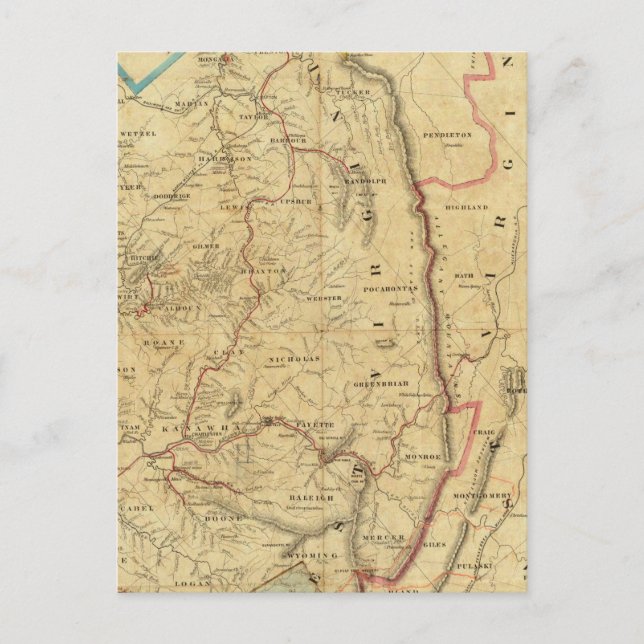Richardsons Karta i Väster Virginia Vykort (Framsida)