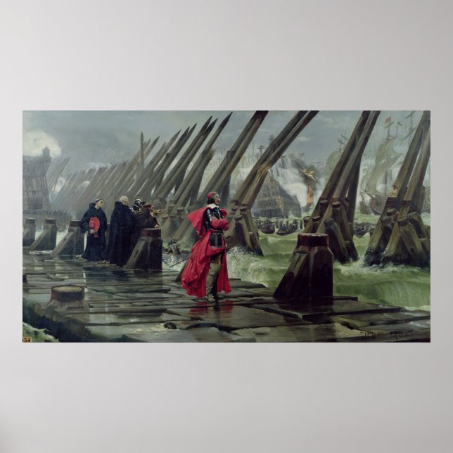 Richelieu på havsväggen vid La Rochelle, 1881 Poster (Framsidan)