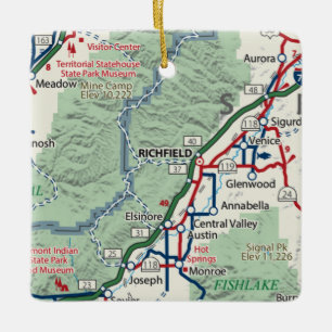 Richfield Utah Karta Julgransprydnad Keramik