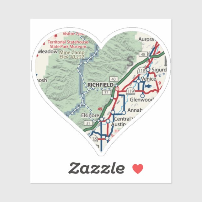 Richfield Utah Karta Klistermärken (Ark)