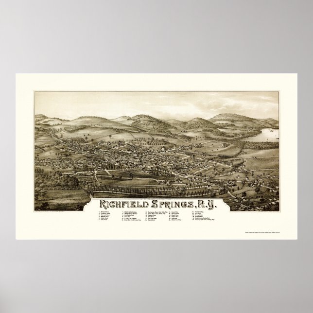 Richfield Vår, NY Panoramic Karta - 1886 Poster (Framsidan)