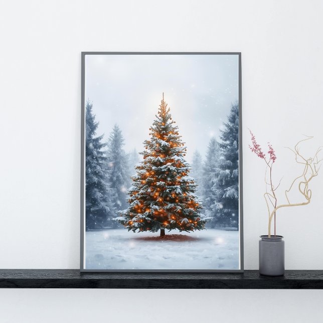 Richly Decorated Christmas Tree in Winter Poster (Skapare uppladdad)