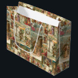 Richly Detailed Vintage Pappa jul Collage<br><div class="desc">Elegantens mycket detaljerade och invecklade helgdag i vintage med skarvfria mönster av återställda Viktorianska julkort med scener av Pappa jul i snö,  med barn,  med änglar och i sitt slift med guld och silver högdagrar och förskönande inslag.</div>