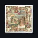 Richly Detailed Vintage Pappa jul Collage Pappersservett<br><div class="desc">Elegantens mycket detaljerade och invecklade helgdag i vintage med skarvfria mönster av återställda Viktorianska julkort med scener av Pappa jul i snö,  med barn,  med änglar och i sitt slift med guld och silver högdagrar och förskönande inslag.</div>