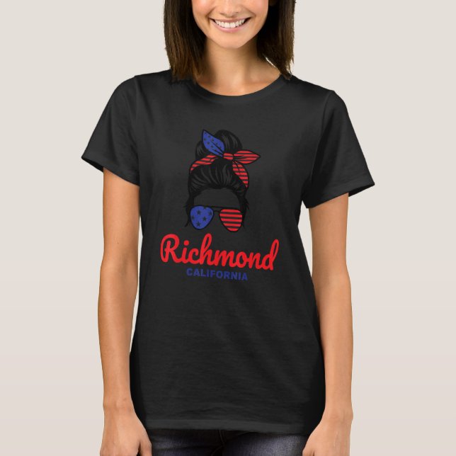 Richmond California Retro Messy Bun T Shirt (Framsida)