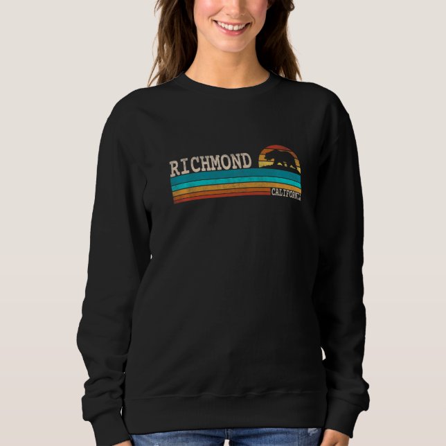 Richmond California State Bear Retro Sunset   T Shirt (Framsida)
