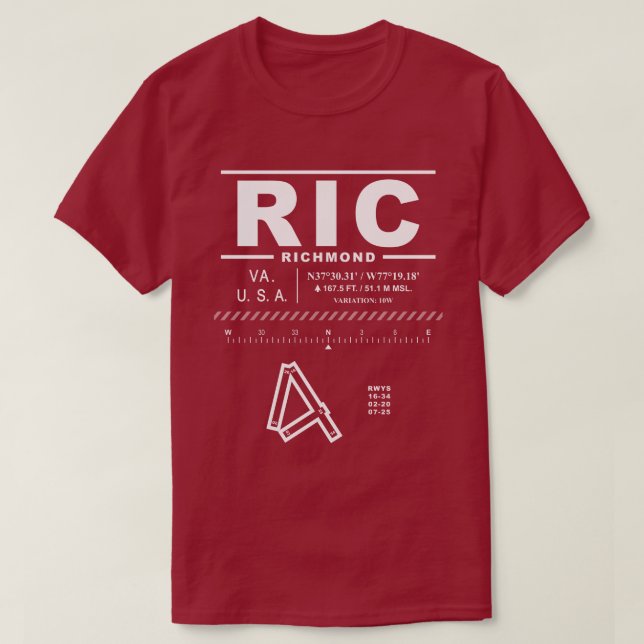Richmond Internationell Airport RIC T-Shirt (Design framsida)