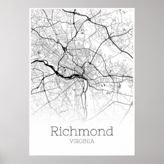 Richmond Karta - Virginia - City Karta Poster
