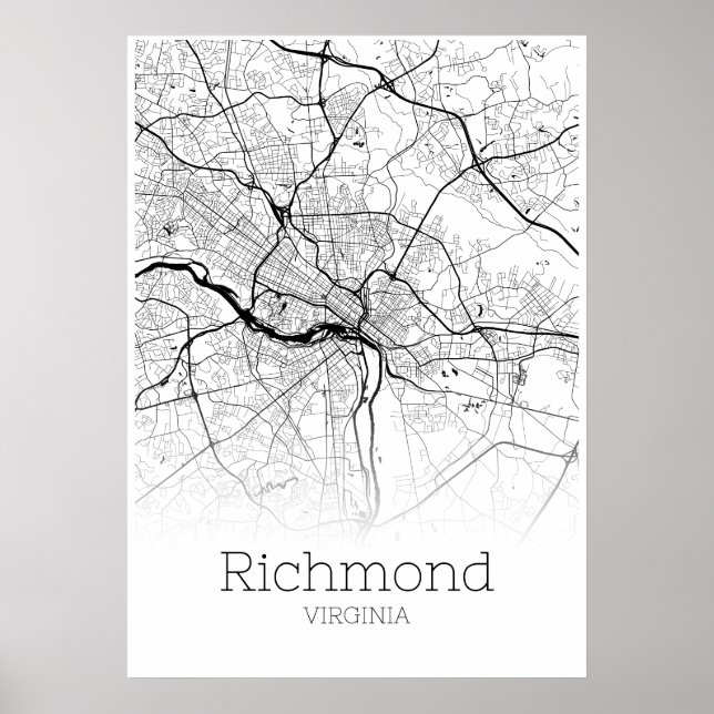 Richmond Karta - Virginia - City Karta Poster (Framsidan)
