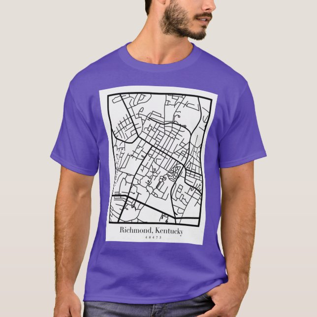 Richmond Ky karta Överstorlek T Shirt (Framsida)