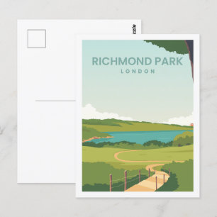 Richmond Park England Travel Ställe Illustration Vykort
