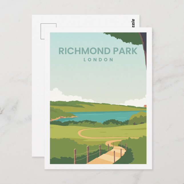Richmond Park England Travel Ställe Illustration Vykort (Fram/baksida)