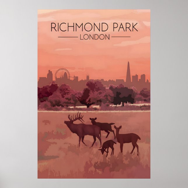 Richmond Park London Siluett Resa Poster (Framsidan)