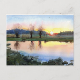 Richmond Park vid Sunset Robin Huva grind vykort