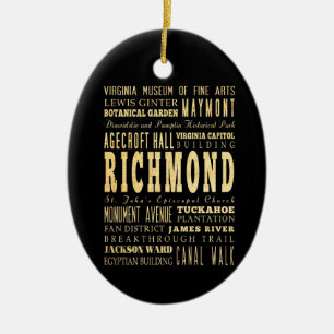 Richmond stad om Virginia typografikonst Julgransprydnad Keramik