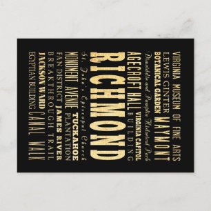 Richmond stad om Virginia typografikonst Vykort