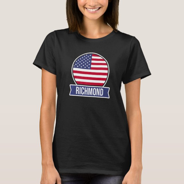 RICHMOND USA US American ställe namn US flagga T Shirt (Framsida)