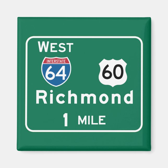 Richmond, VA Road Sign Magnet (Framsidan)