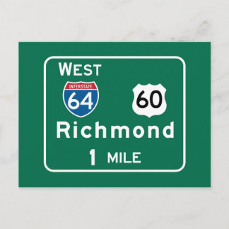 Richmond, VA Road Sign Vykort