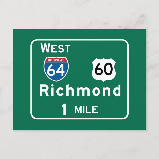 Richmond, VA Road Sign Vykort (Framsida)