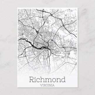 Richmond Virginia City Road Karta Vykort