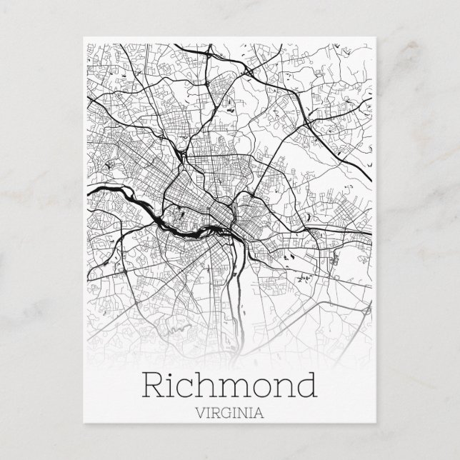Richmond Virginia City Road Karta Vykort (Framsida)