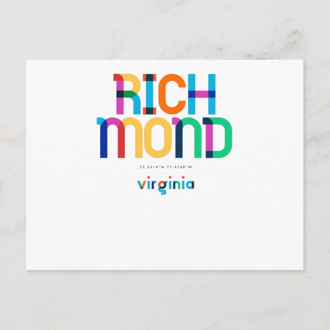 Richmond Virginia Mid Century, Pop Art. Vykort (Framsida)