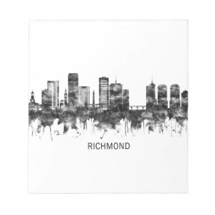 Richmond Virginia Skyline BW Anteckningsblock