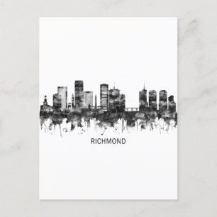 Richmond Virginia Skyline BW Inbjudan Vykort