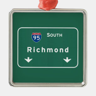 Richmond Virginia va Interstate huvudvägmotorväg Julgransprydnad Metall